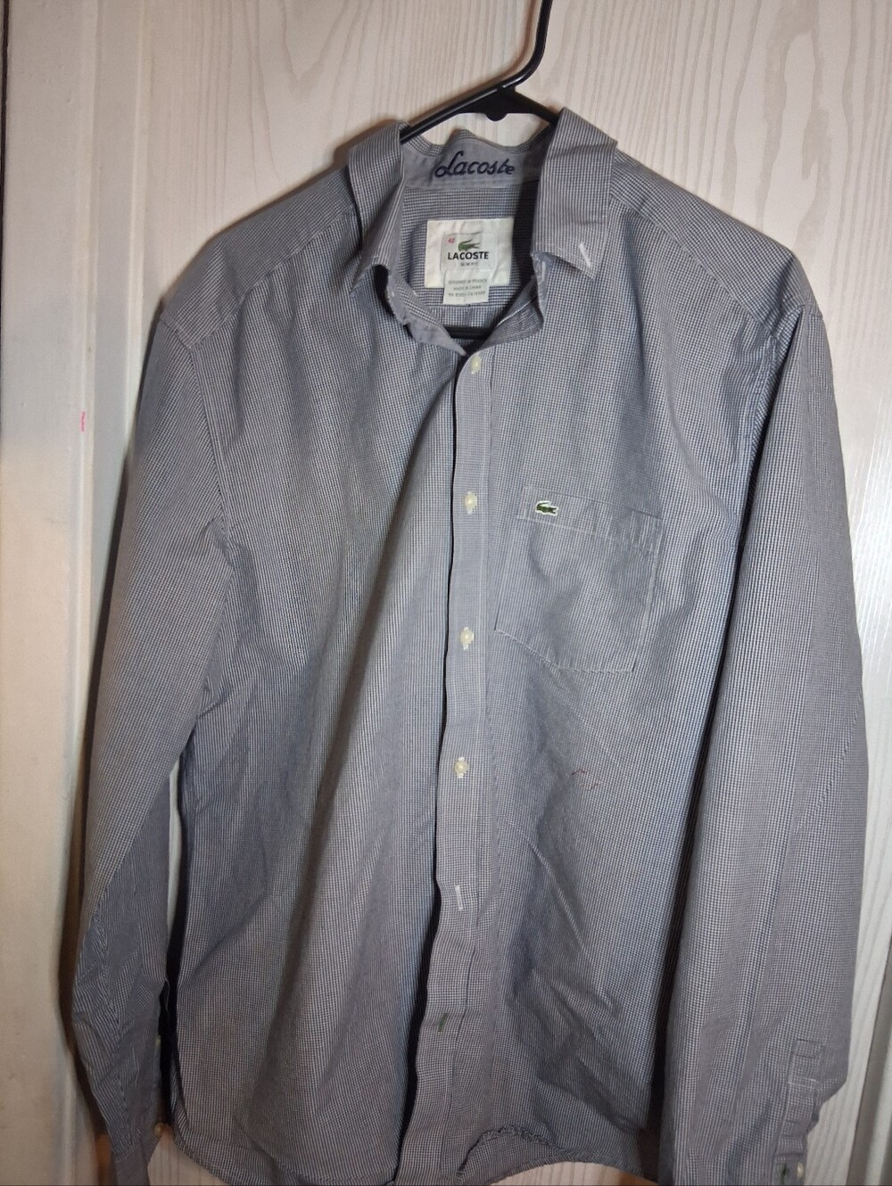 Lacoste Men's Gray Micro-Striped Button-Down Shirt